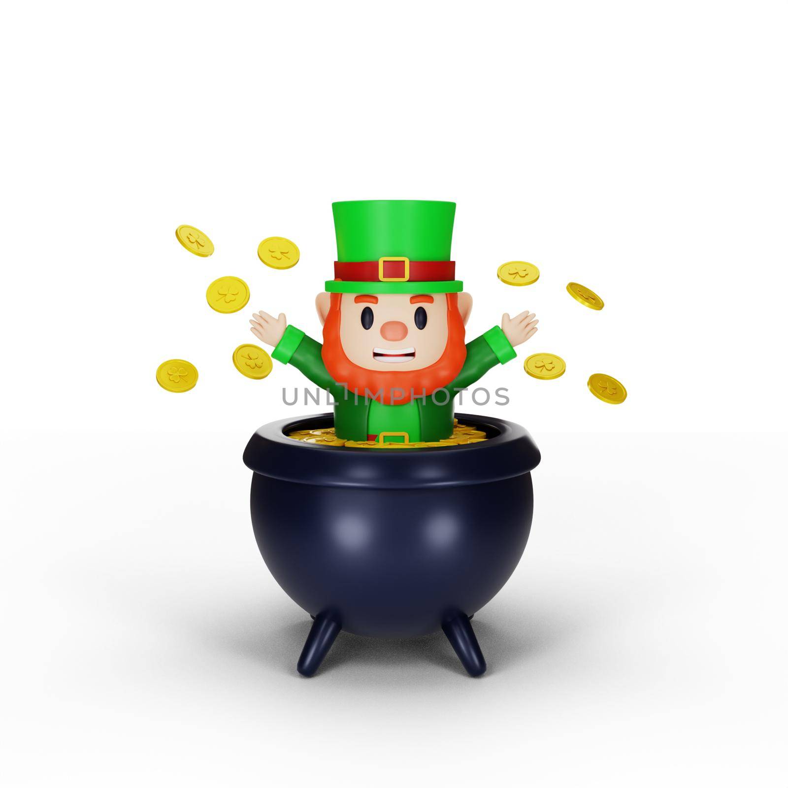 3d rendering of character st. patrick's day concept