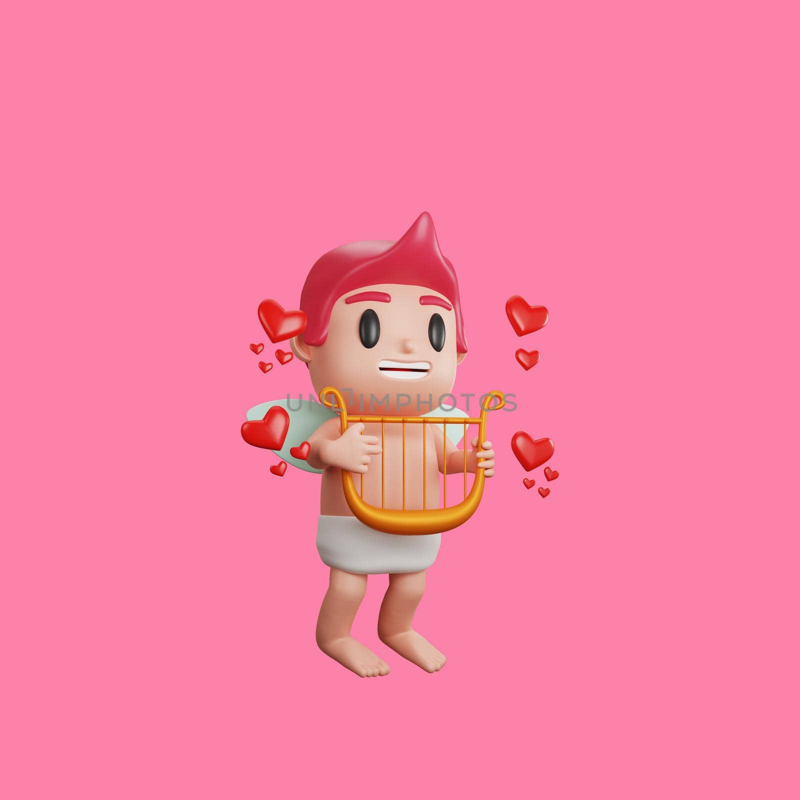 3d rendering of cupid character valentine's day concept