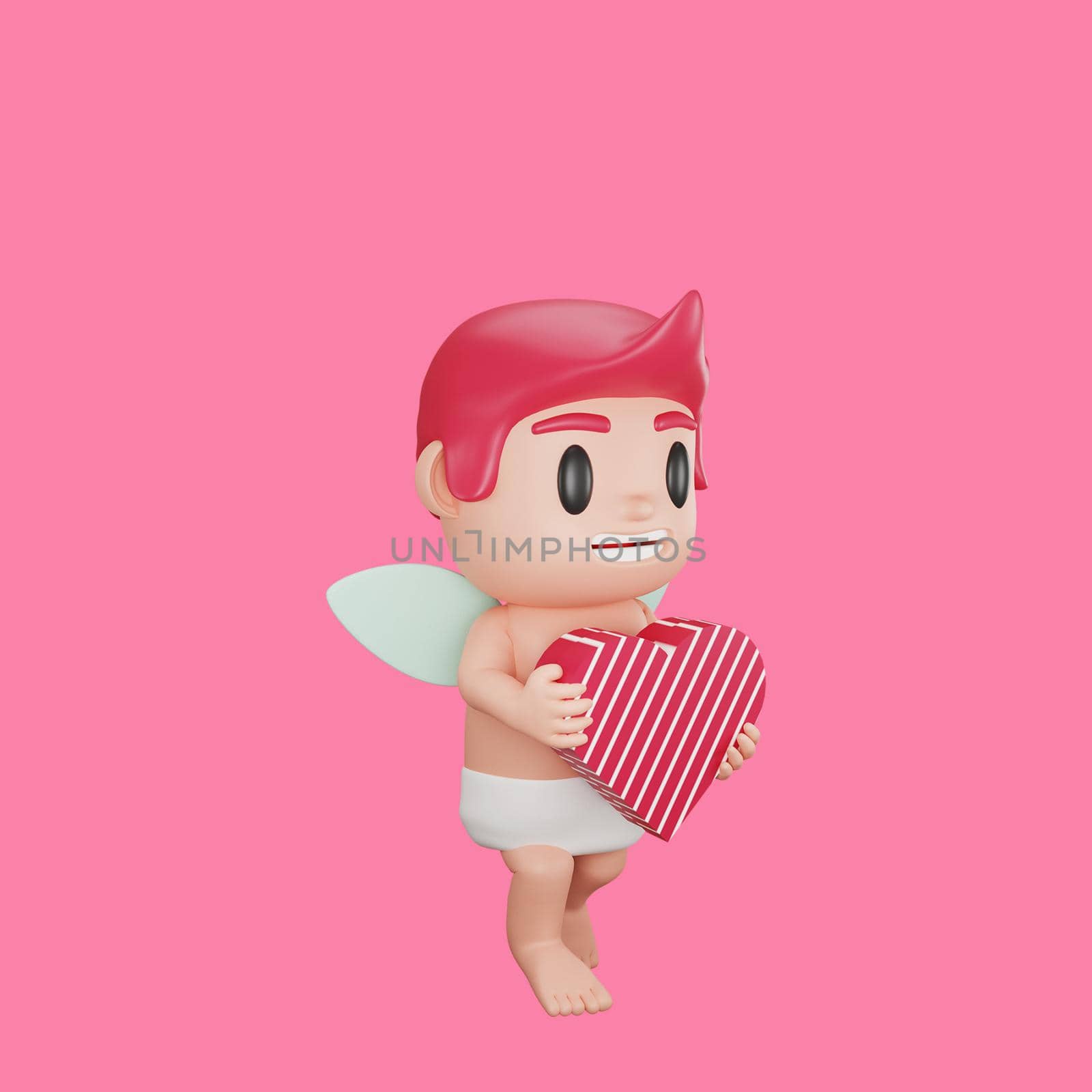 3d rendering of cupid character valentine's day concept