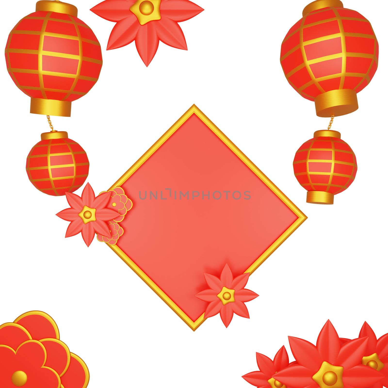 3d rendering of ornament chinese new year concept