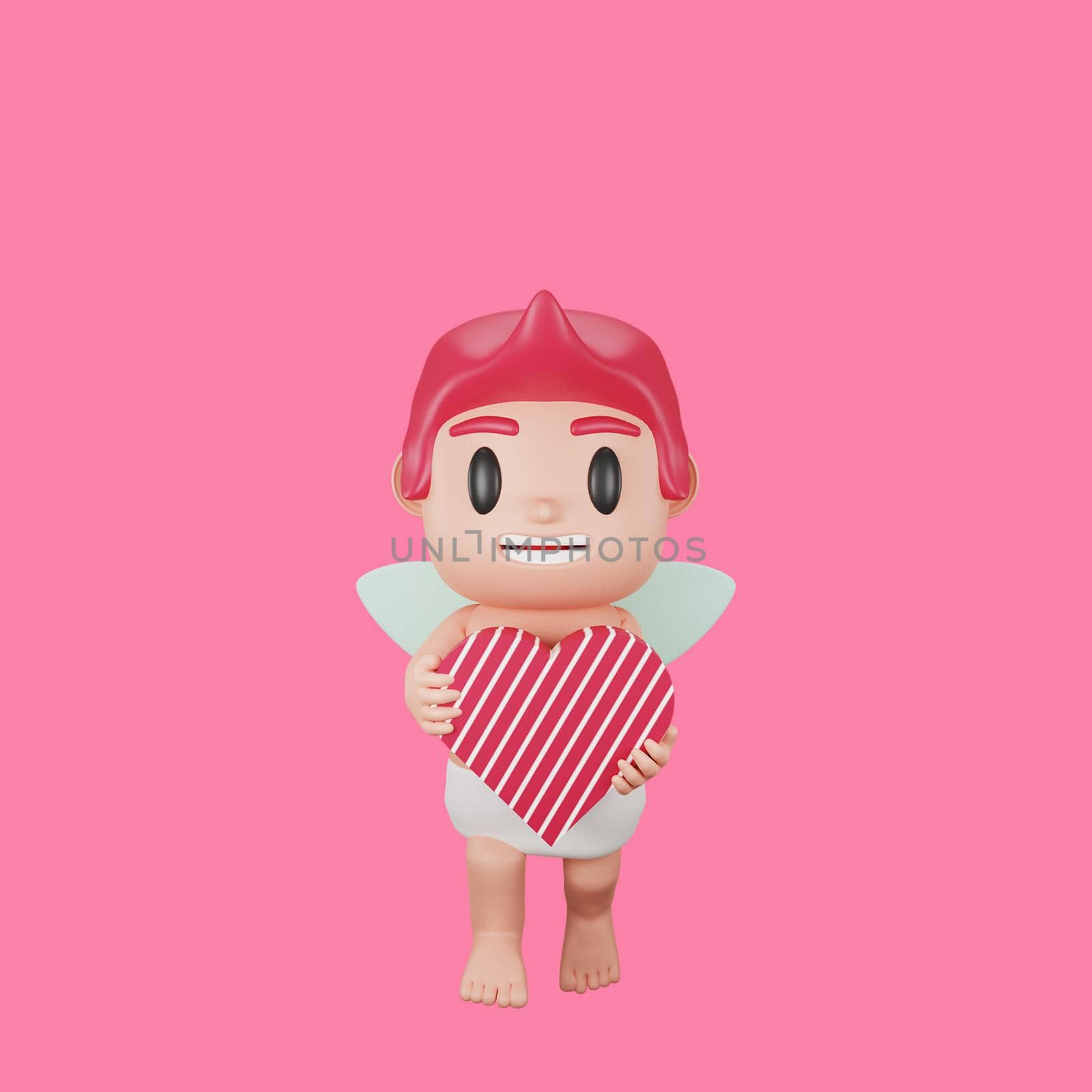 3d rendering of cupid character valentine's day concept