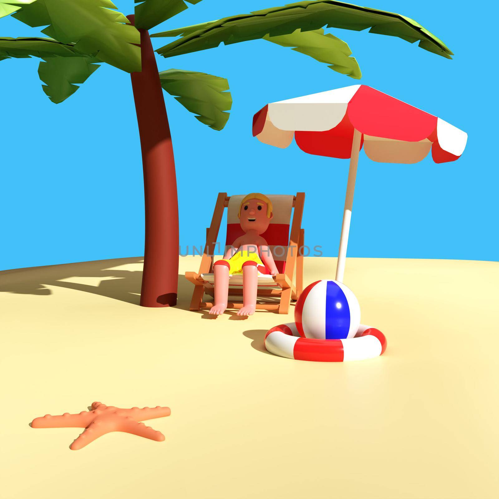 3d character people summer vacation