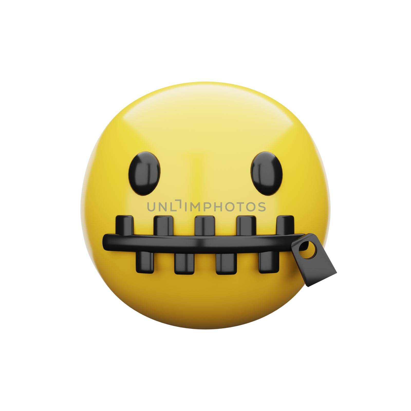 3d emoji Zipper-Mouth Face by Rahmat_Djayusman