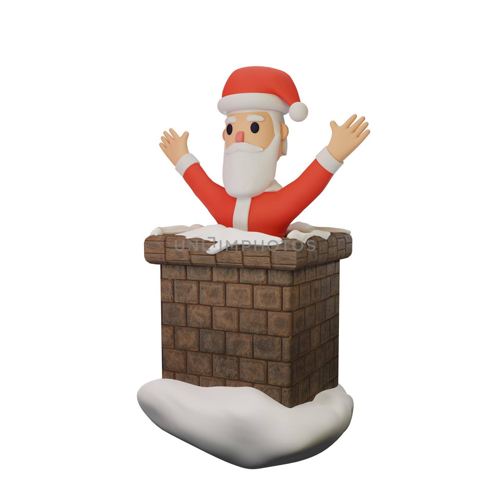 3d rendering of santa character with christmas and new year concept