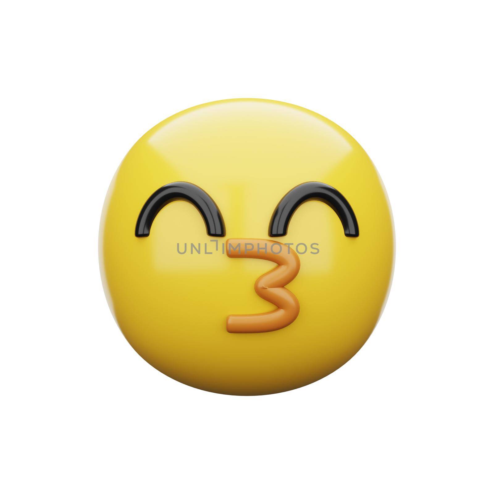 3d emoji Kissing Face with Smiling Eyes by Rahmat_Djayusman