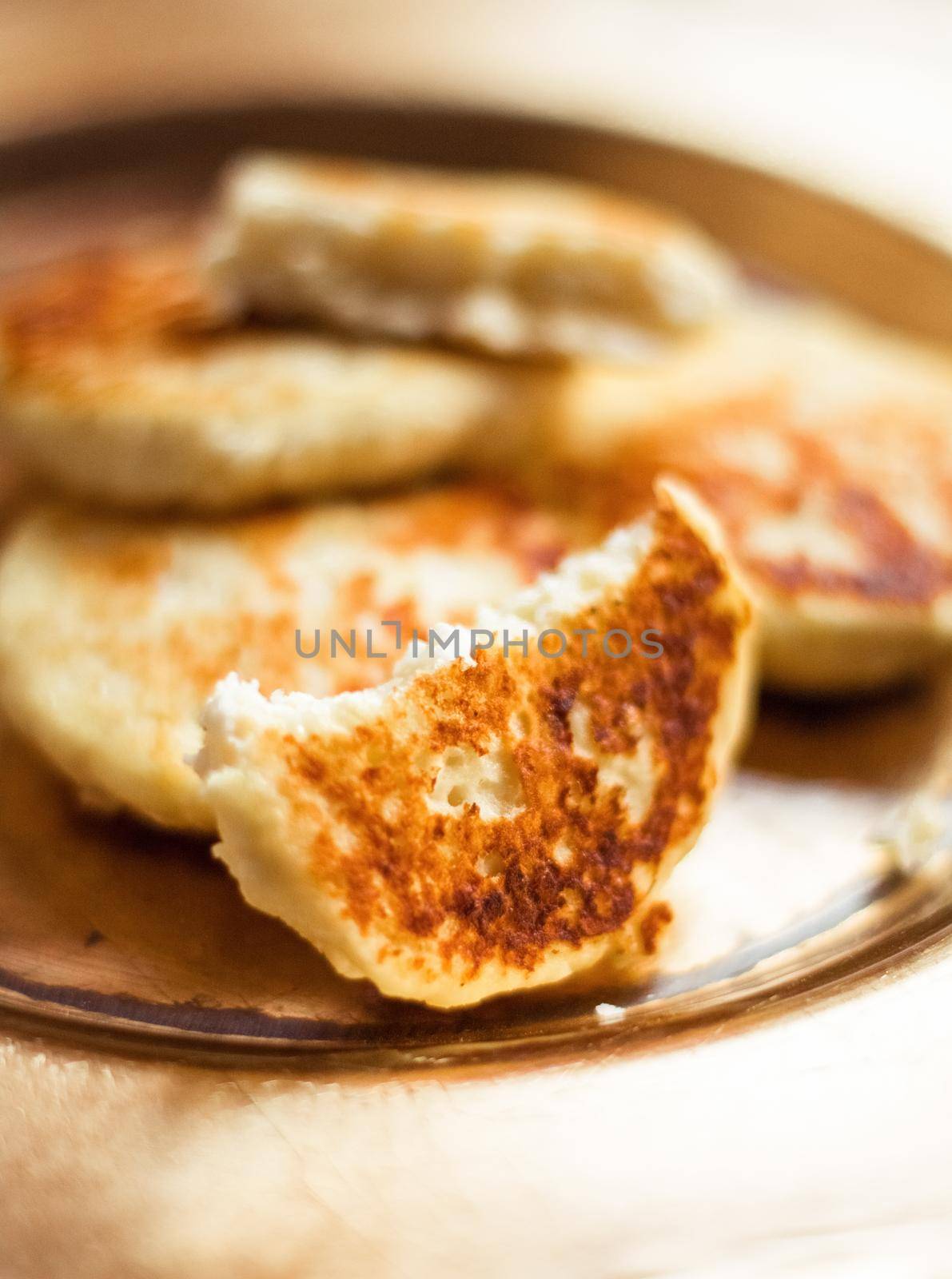 Lactose free, low carb cottage cheese pancakes, cookbook recipe - healthy nutrition, rustic and traditional food concept. Your favourite homemade breakfast is served