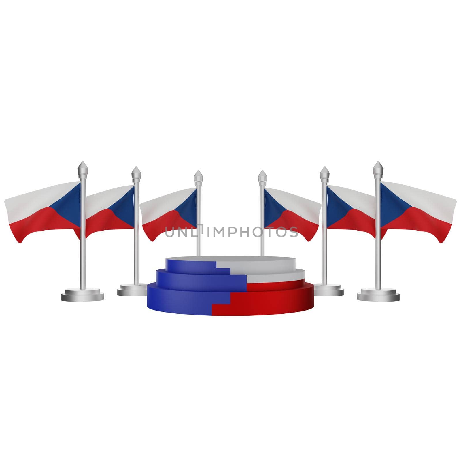 3d rendering of podium with czech republic national day concept