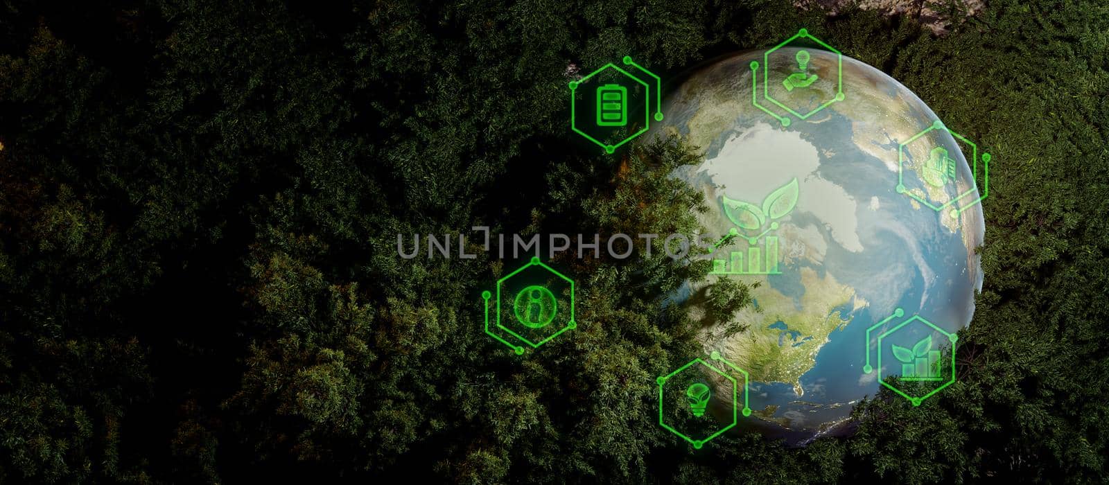 Green Energy Concept Illustrative Banner Background 3D Illustration by yay_lmrb