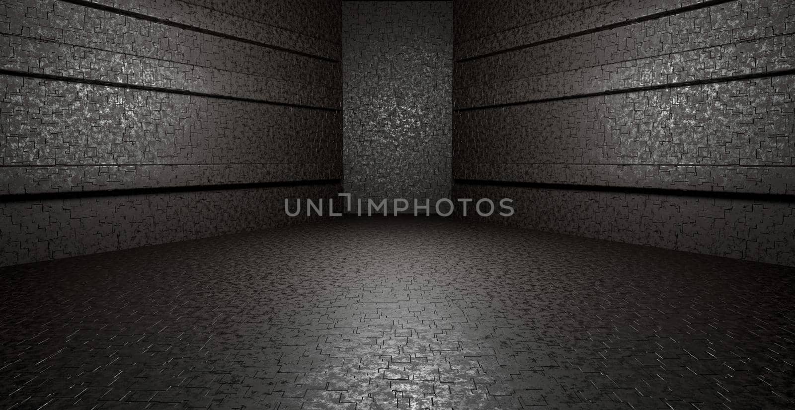 Futuristic SciFi Club Background Grunge Underground Lighted Gray Background With Space For Text 3D Rendering