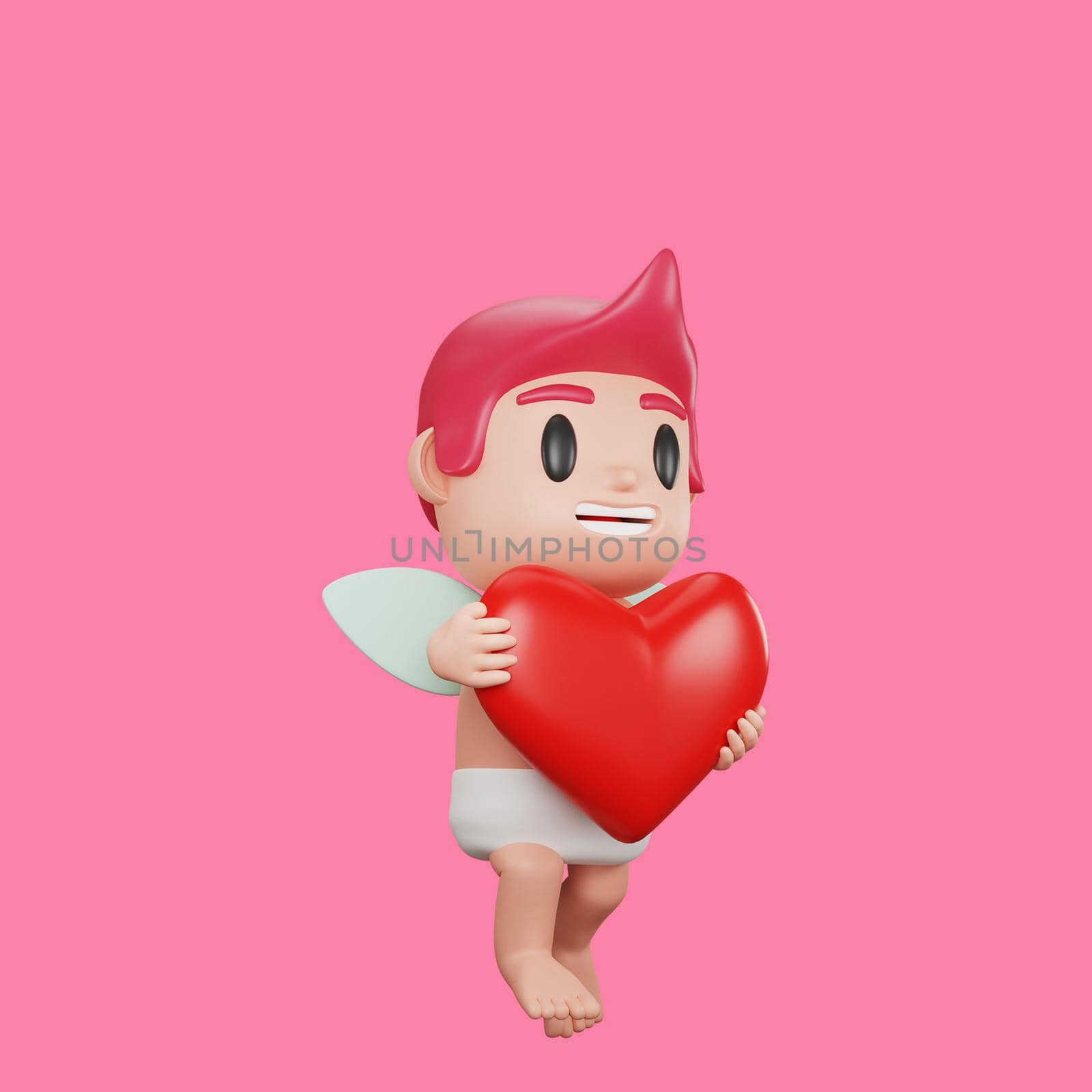 3d rendering of cupid character valentine's day concept