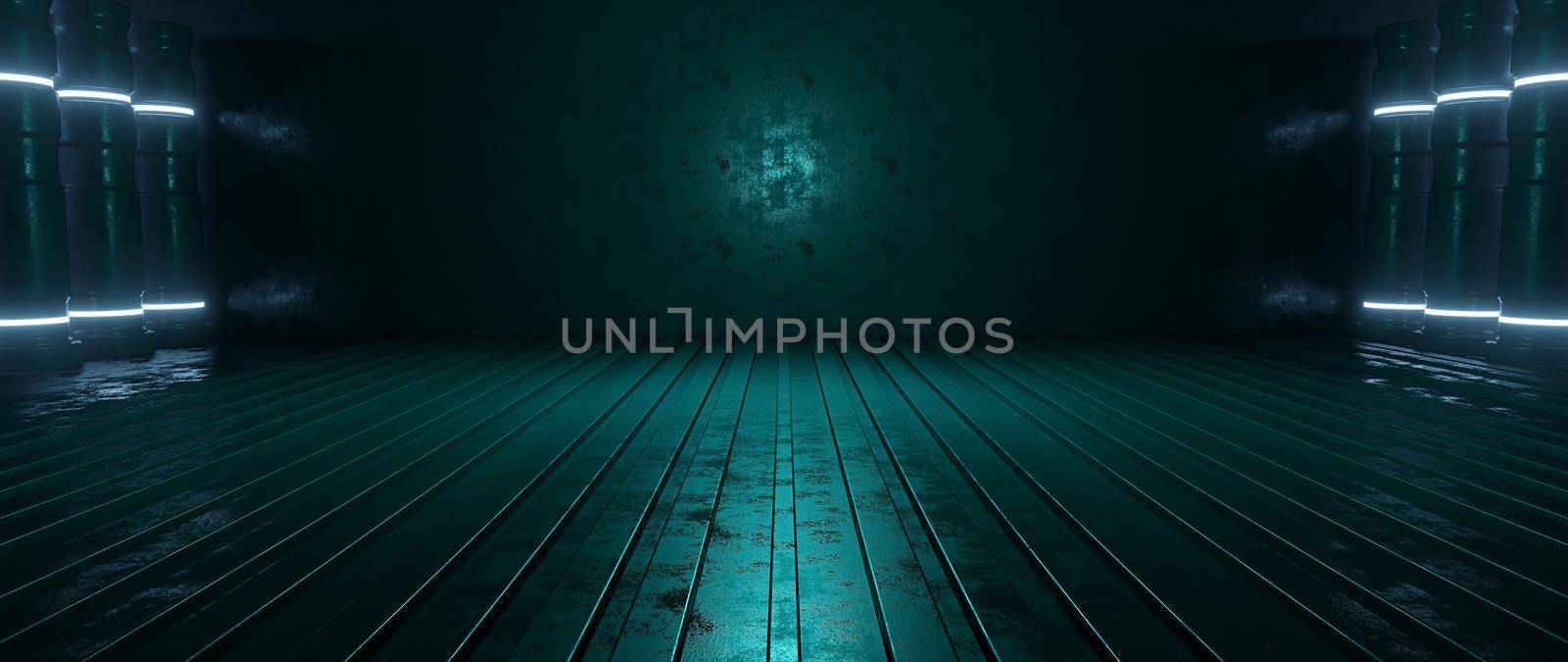 Space Futuristic Digital Technology Structure Space Lighted Blue Turquoise Background SciFi Concept