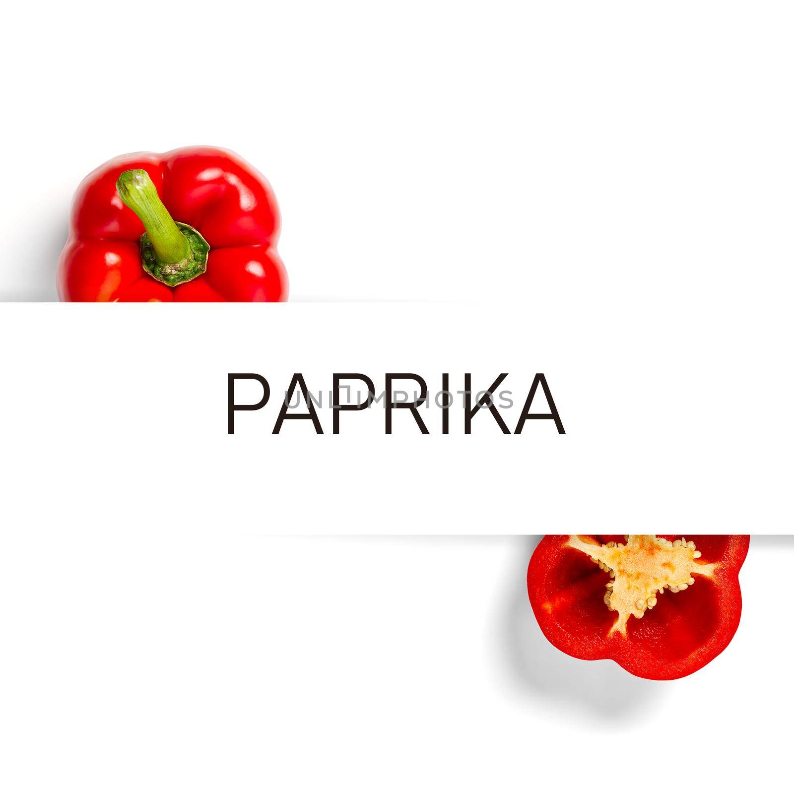 Paprika creative layout and composition isolated on white background. Food, healthy eating and dieting concept.