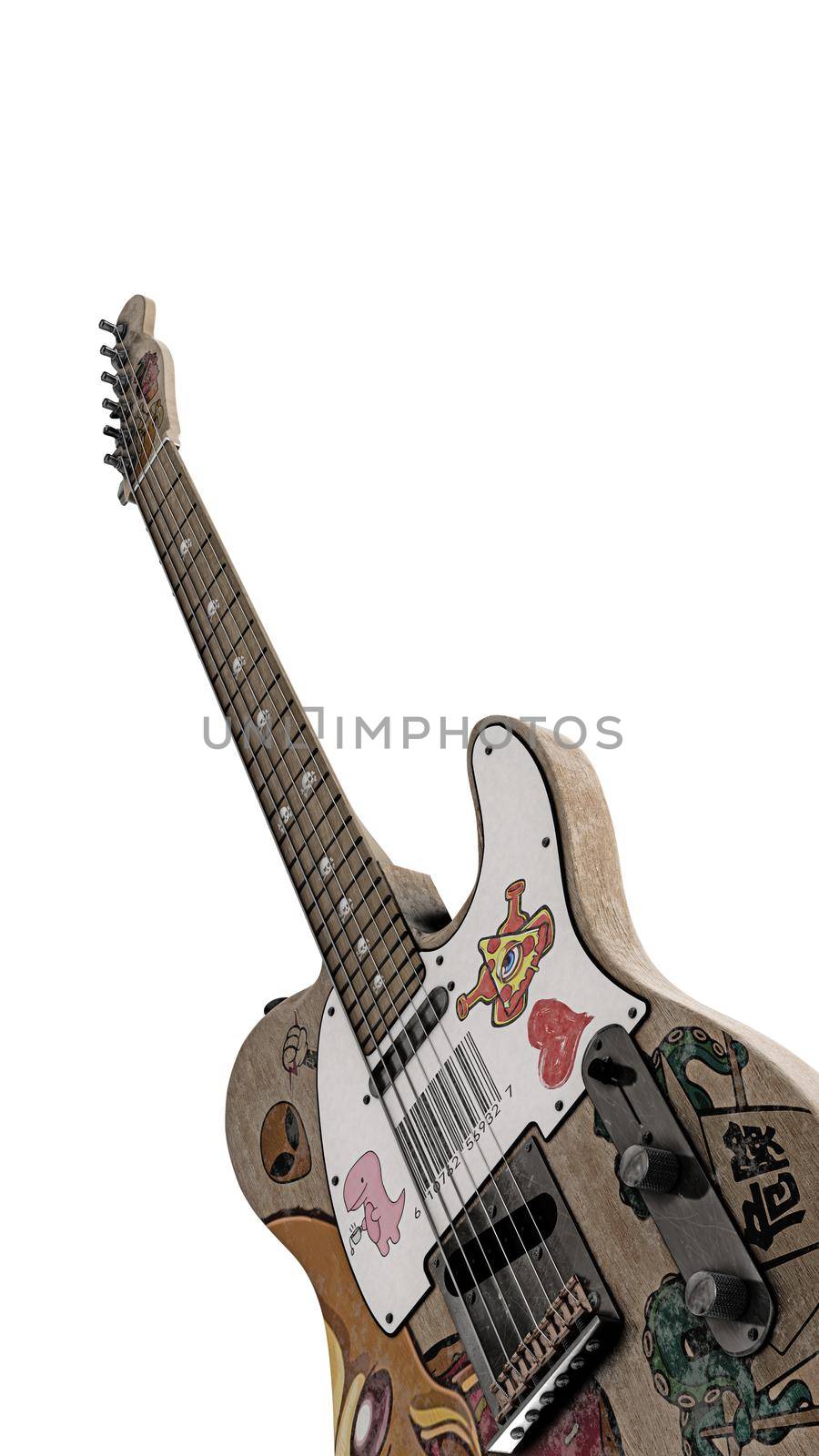 electric guitar isolated on white background 3d illustration