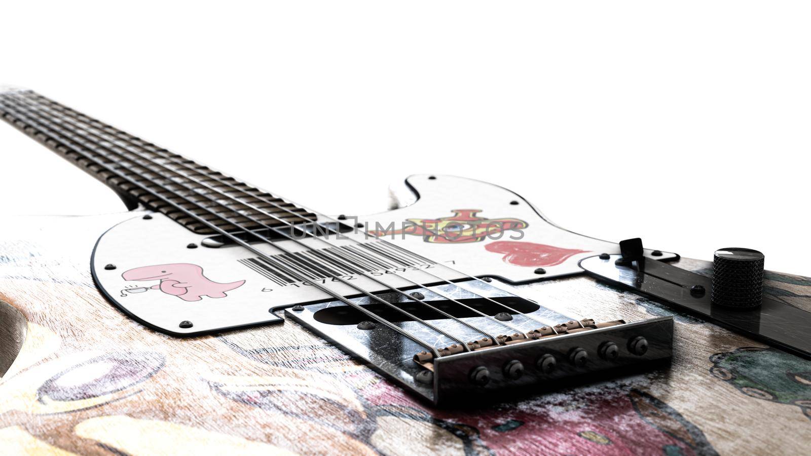 electric guitar isolated on white background 3d illustration