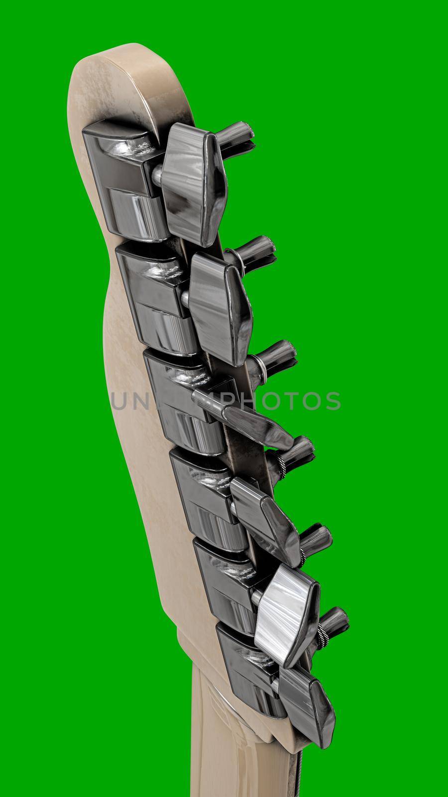 electric guitar isolated on green background 3d illustration