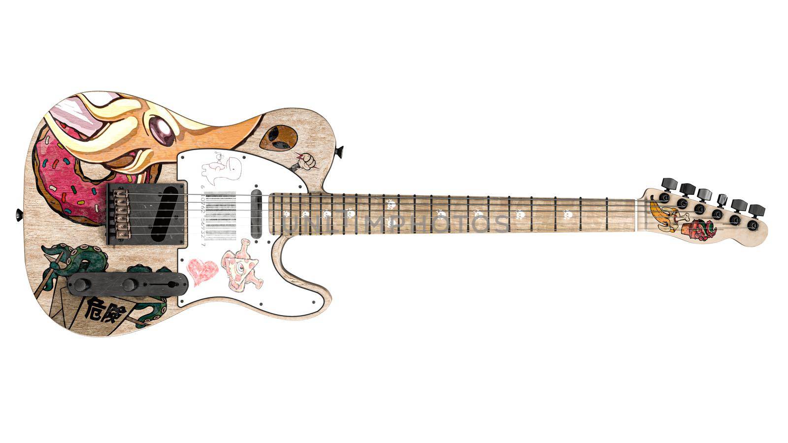 electric guitar isolated on white background 3d illustration