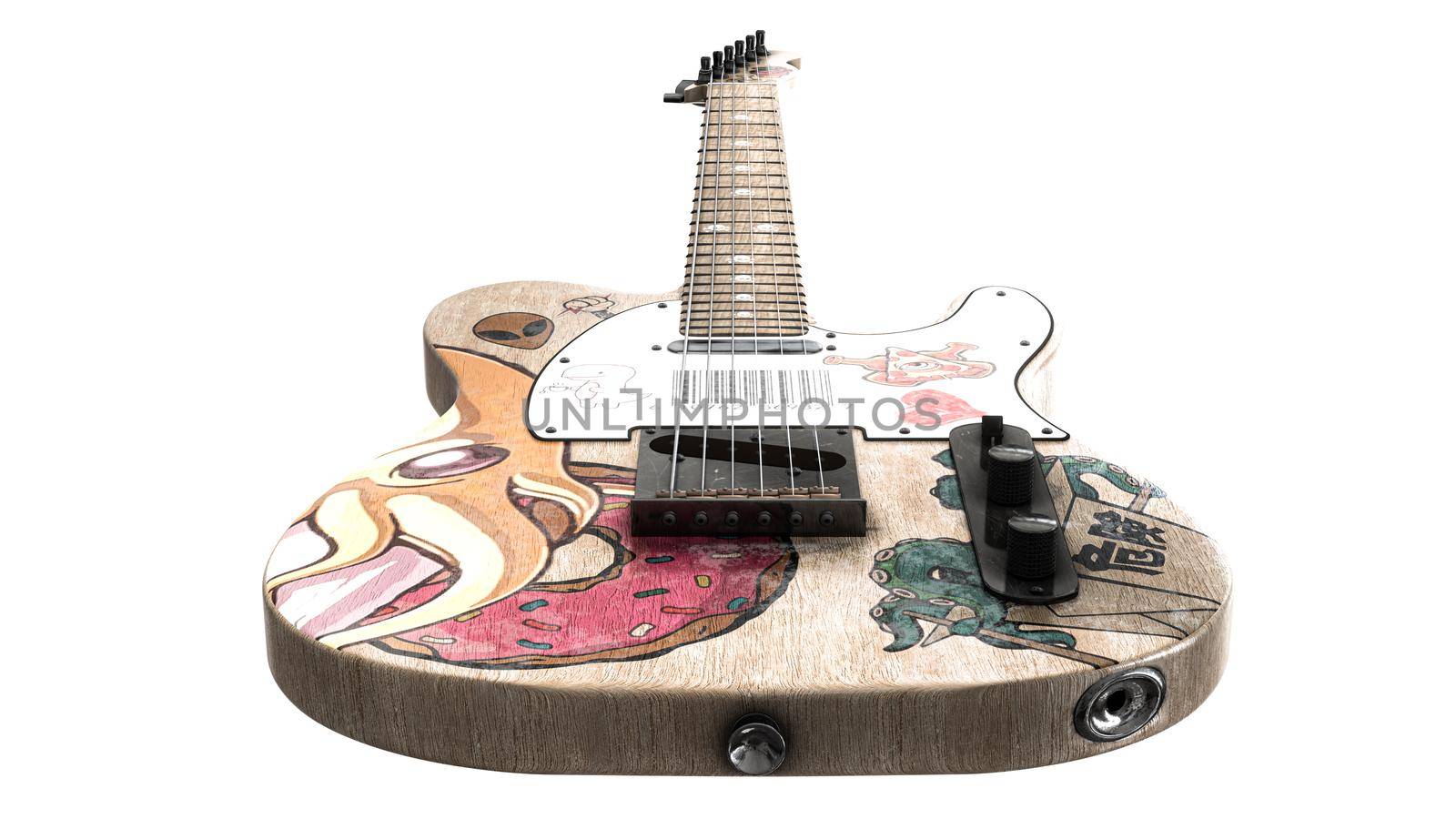 electric guitar isolated on white background 3d illustration
