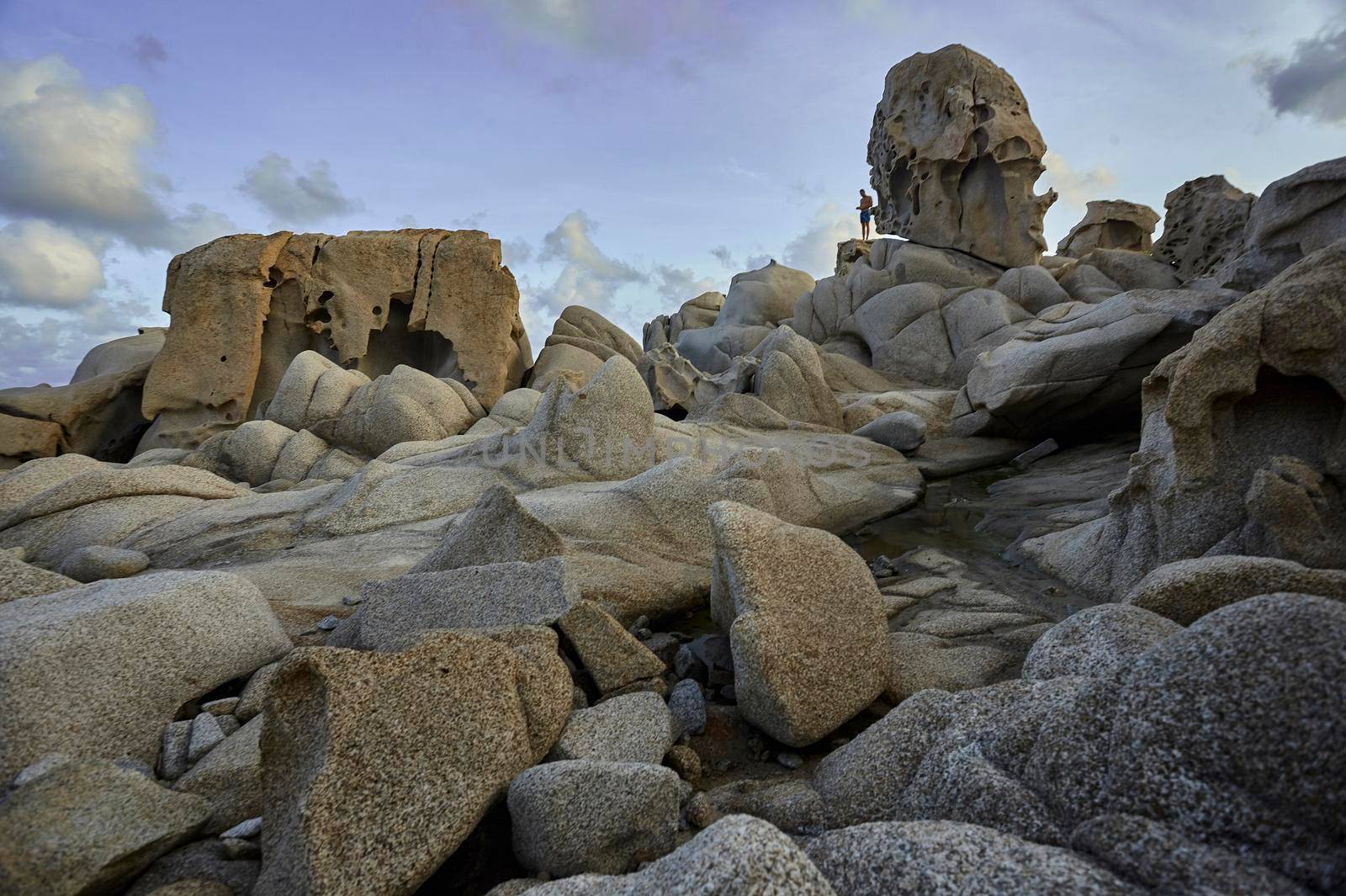 Particular granite rocks modeled and sculpted by the sea and the bad weather on the southern coast of Sardinia. Location Punta Molentis