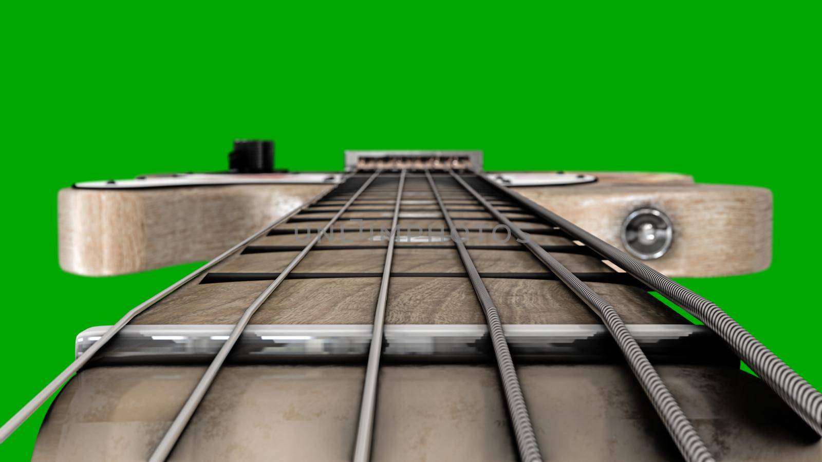 electric guitar isolated on green background 3d illustration