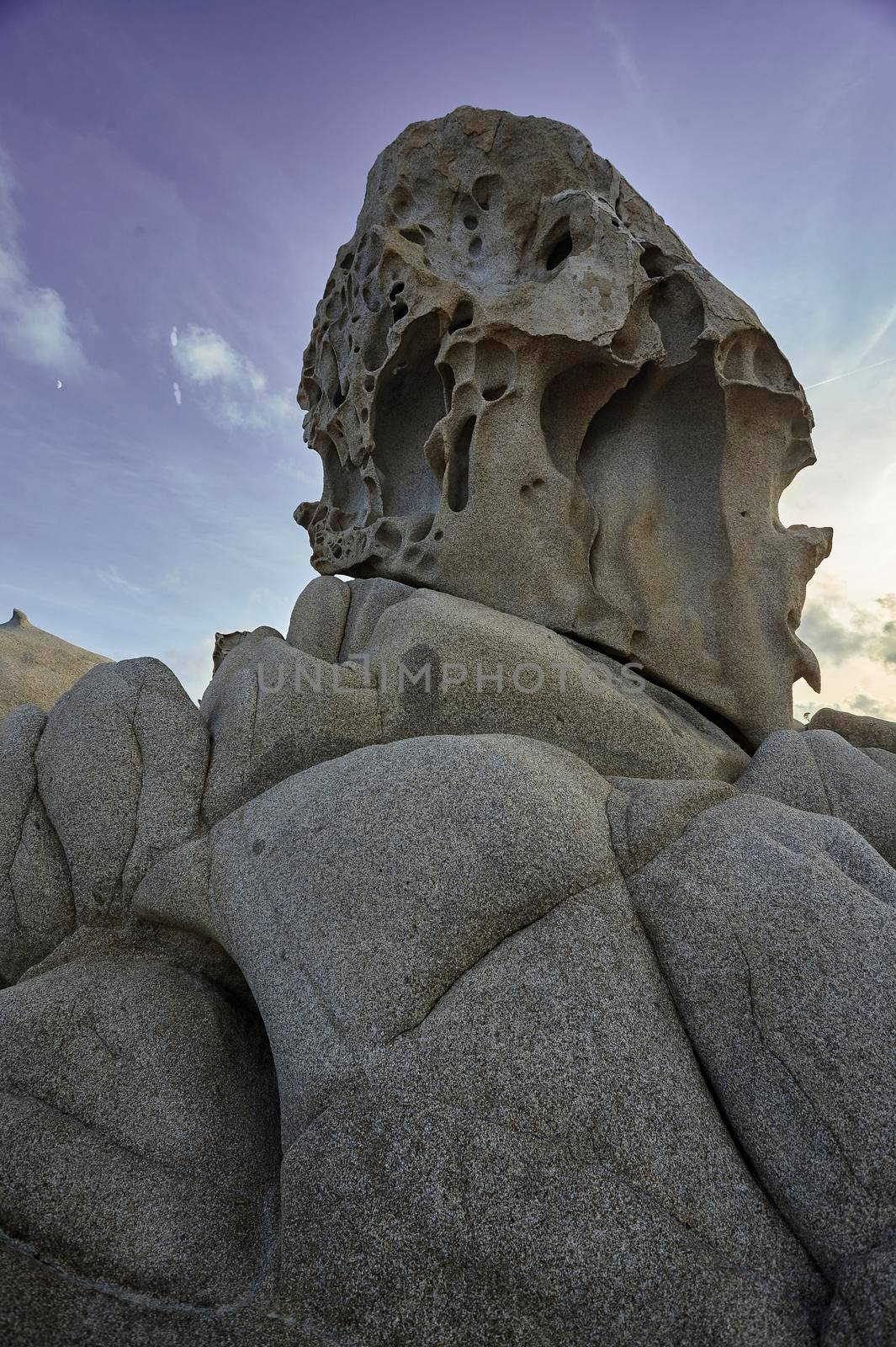 Particular granite rocks modeled and sculpted by the sea and the bad weather on the southern coast of Sardinia. Location Punta Molentis