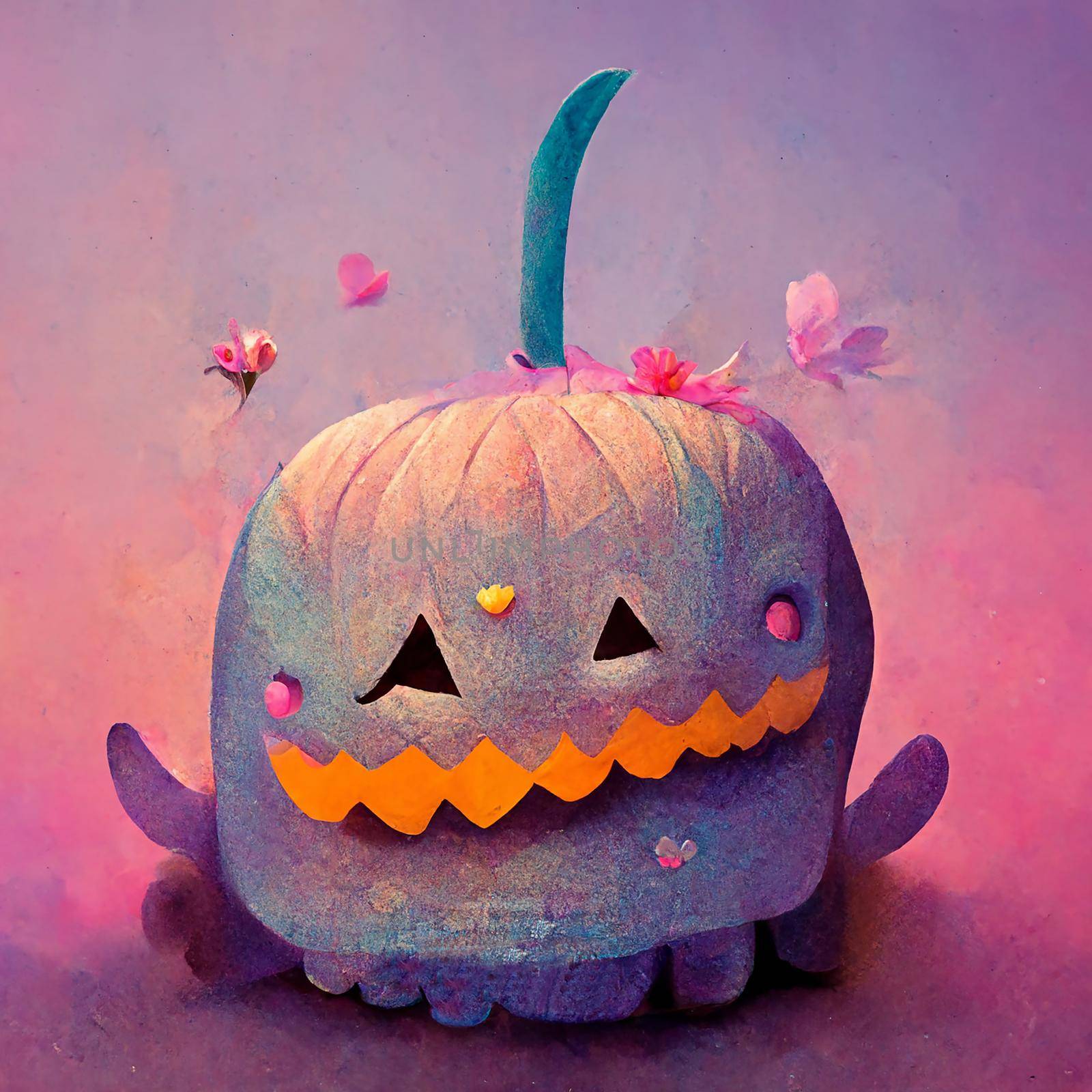 halloween cute pumpkin on background. by kaisorn