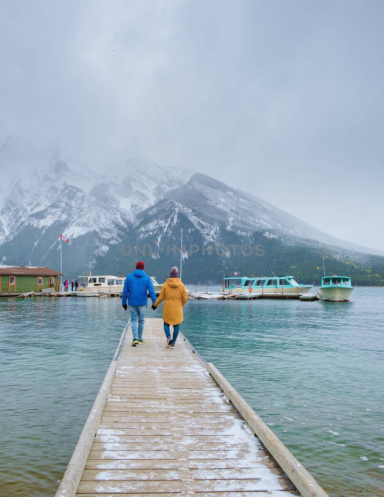 Minnewanka lake in Canadian Rockies in Banff Alberta Canada with turquoise water Canada by fokkebok