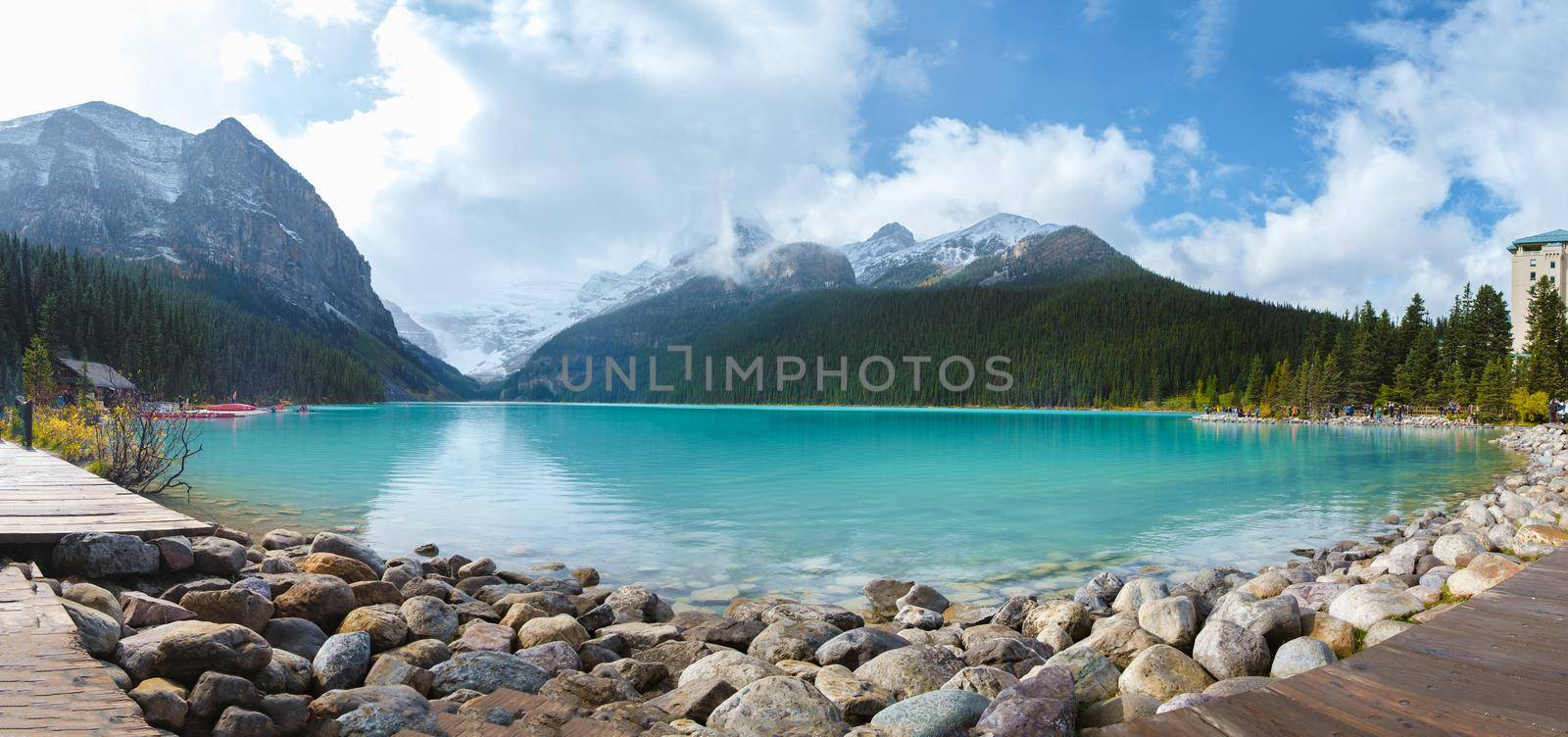 Lake Louise Banff national park, a lake in the Canadian Rocky Mountains.