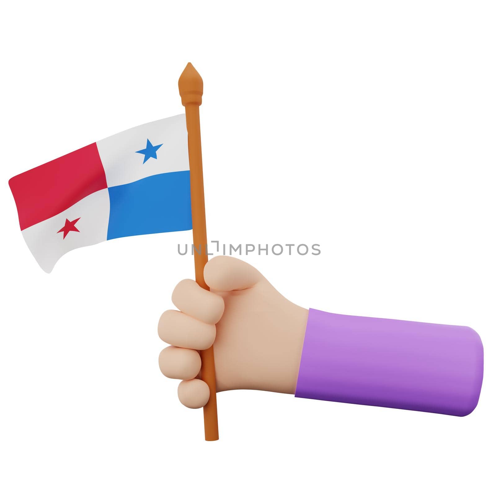 3d rendering hand with panama national day concept