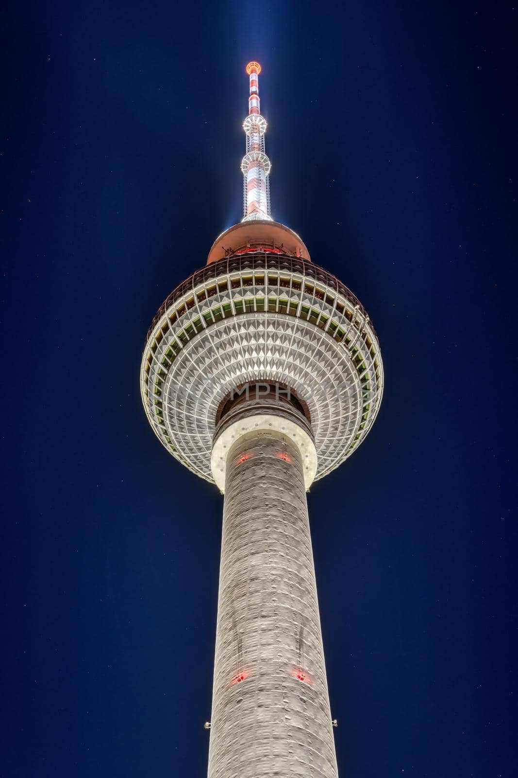 The famous Television Tower in Berlin at night by elxeneize