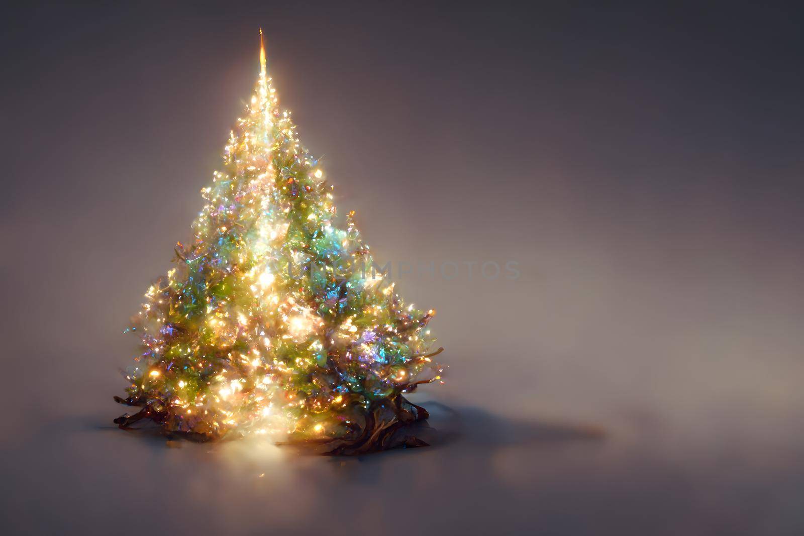 christmas tree on gray backgound, neural network generated art by z1b