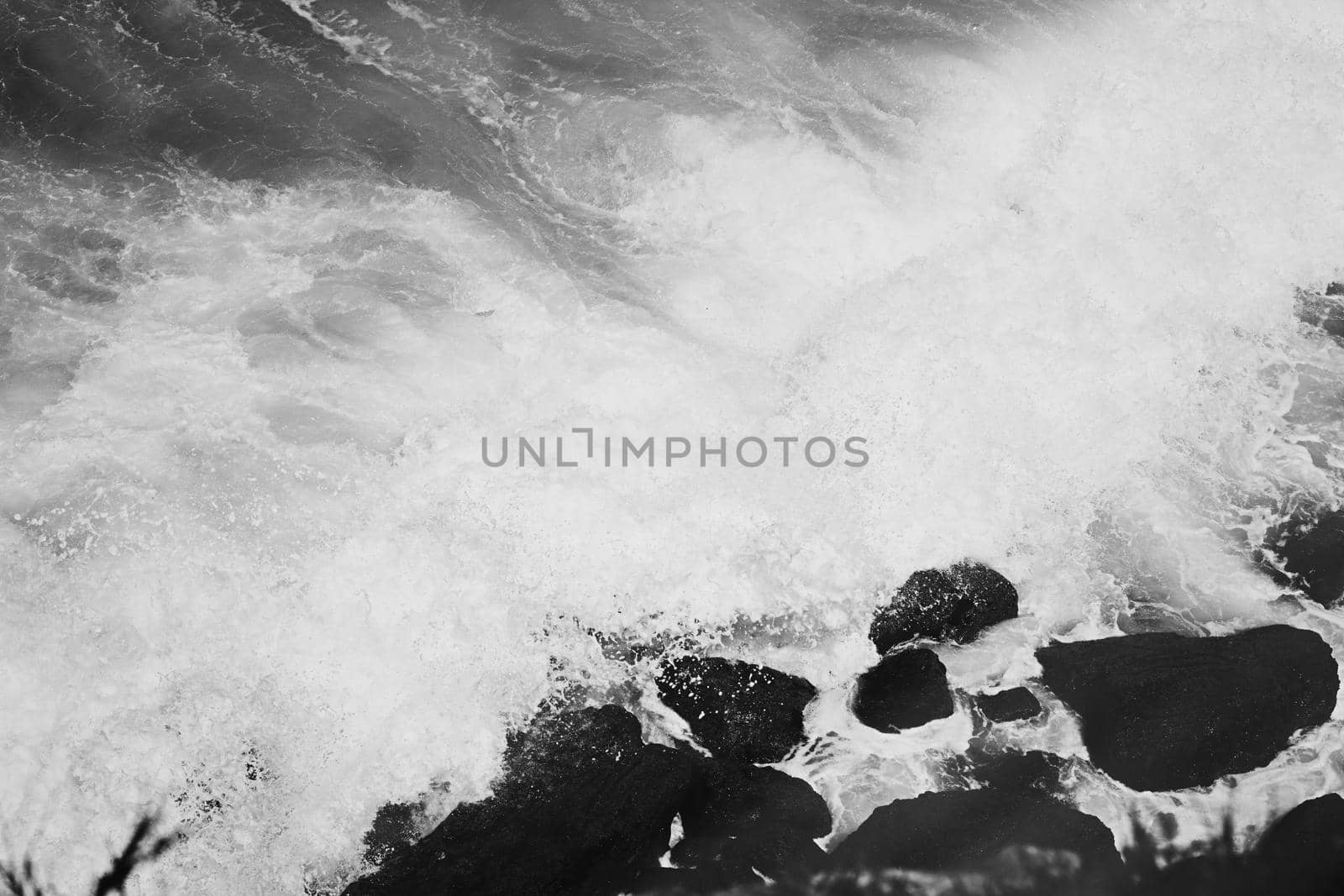 Coastal art print, monochrome and seascape concept - Atlantic ocean coast scenery, fine art