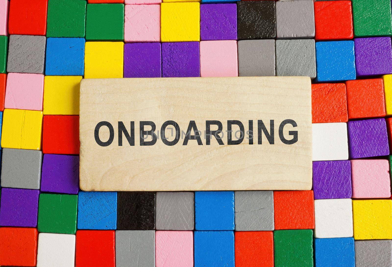 Multicolored cubes and the inscription onboarding on the board.