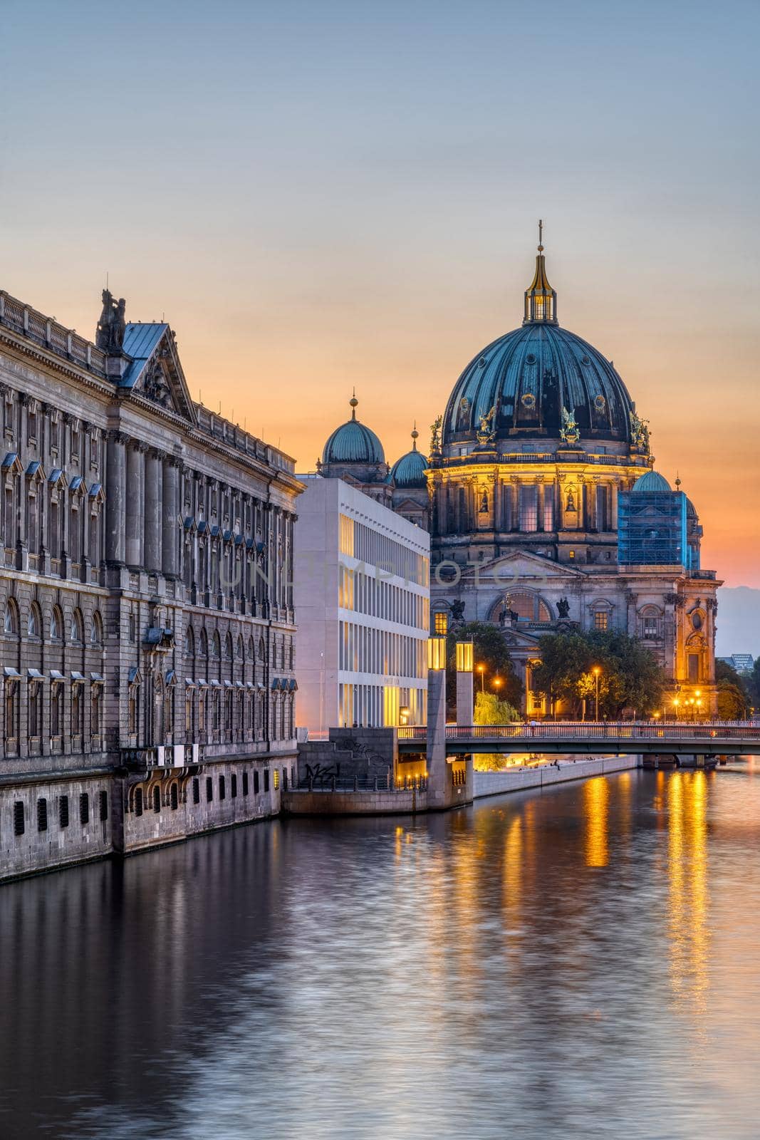 View along the River Spree in Berlin at dusk by elxeneize