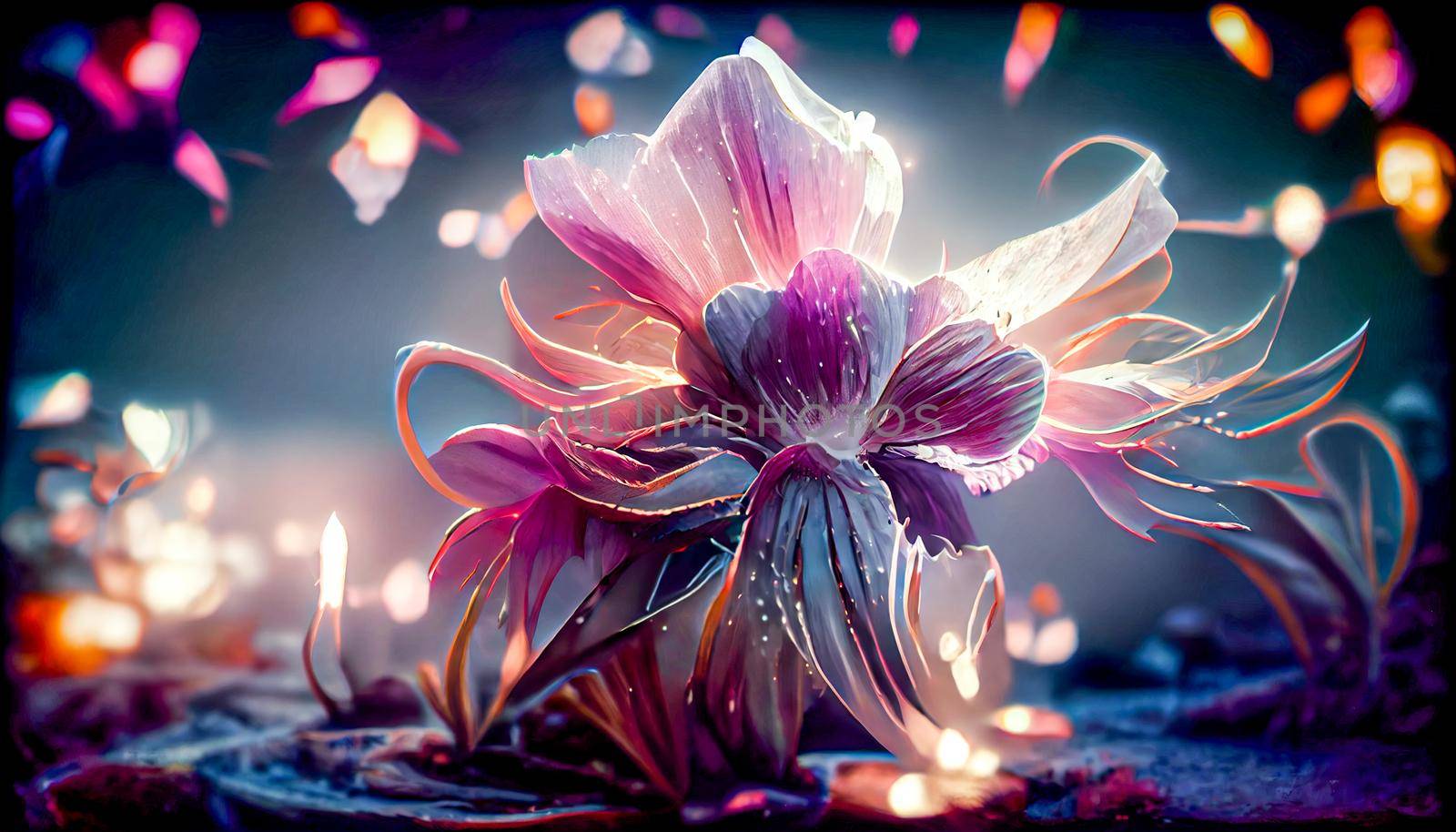 Gorgeous fantasy flower, Beauty and fresh spring collection. 3D Digital art background by FokasuArt
