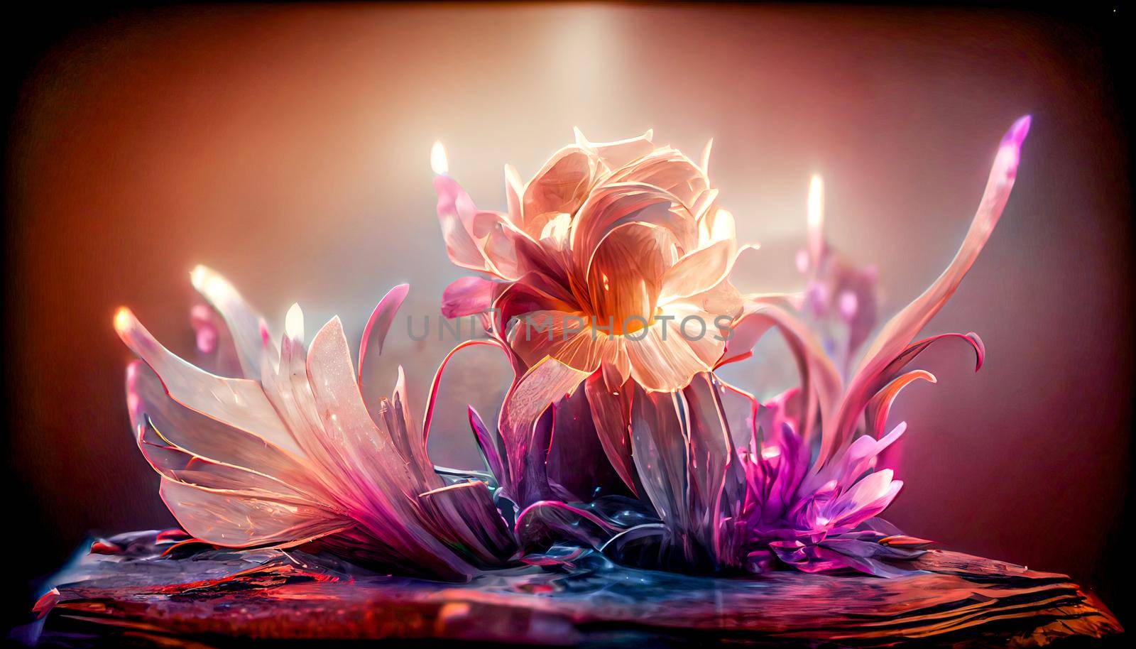 Gorgeous fantasy flower, Beauty and fresh spring collection. 3D Digital art background.