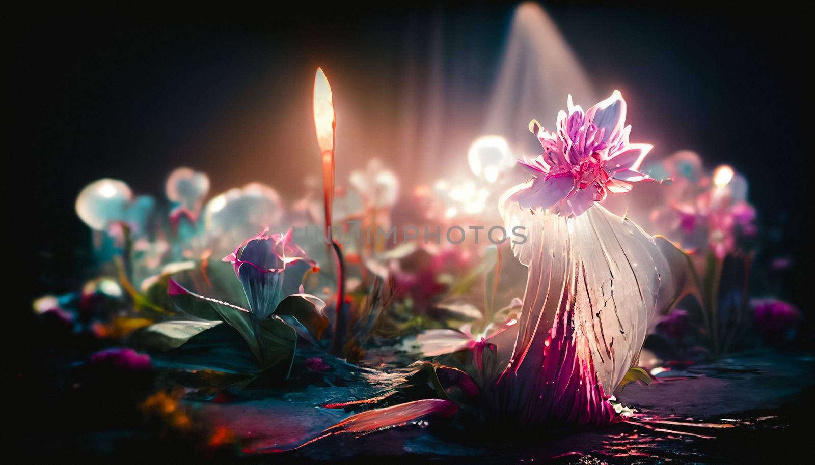 Gorgeous fantasy flower, Beauty and fresh spring collection. 3D Digital art background.