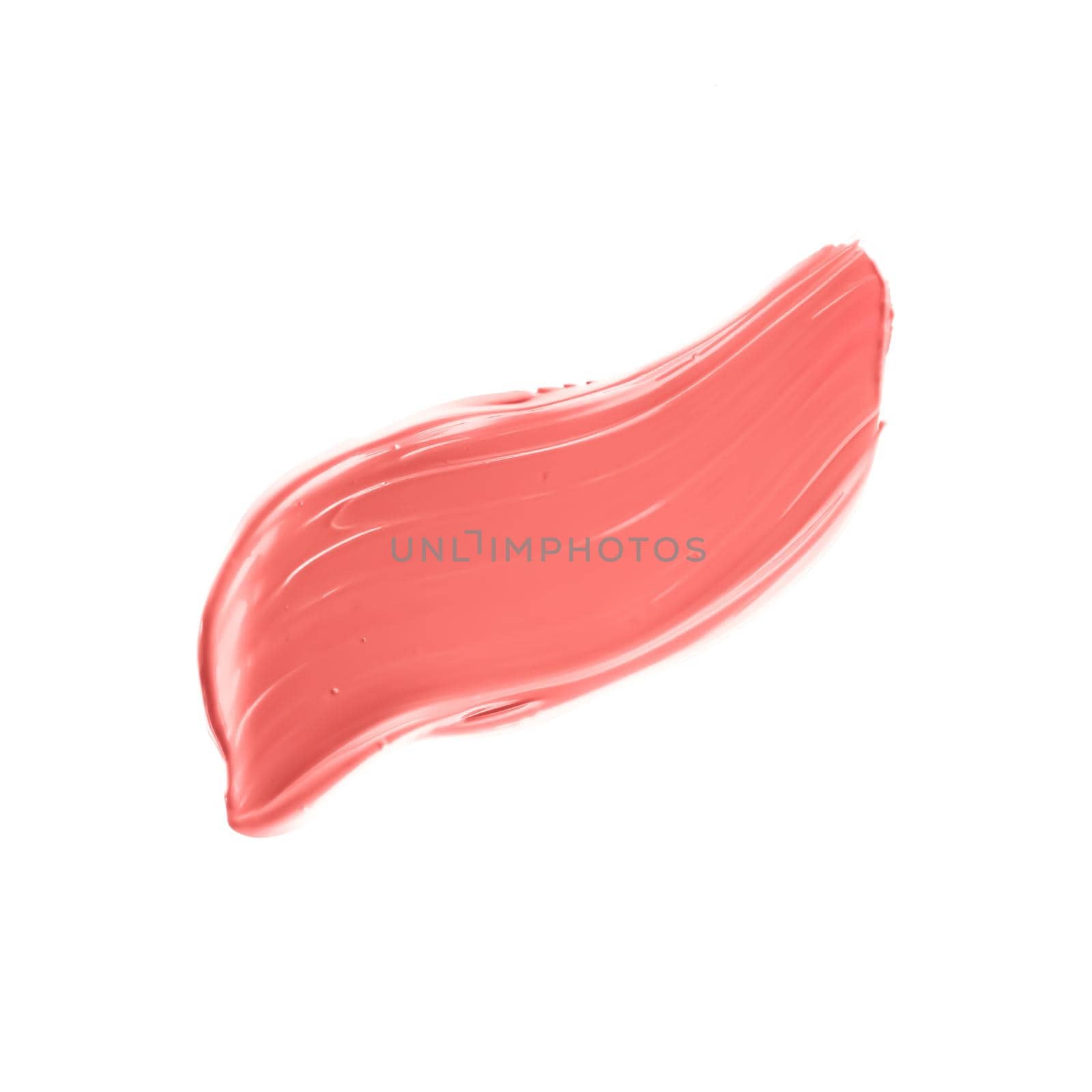 Pastel coral beauty swatch, skincare and makeup cosmetic product sample texture isolated on white background, make-up smudge, cream cosmetics smear or paint brush stroke closeup