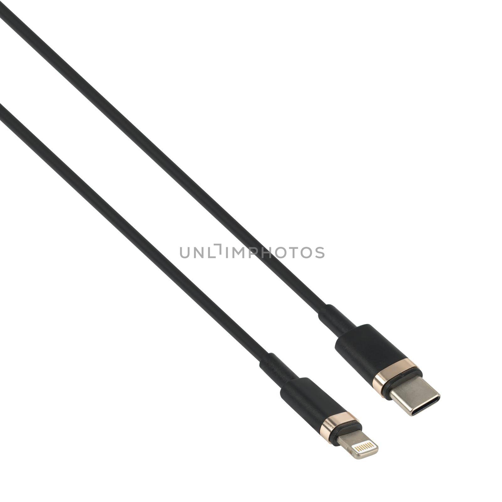 cable with Type-C and Lightning connector, isolated on white background by A_A