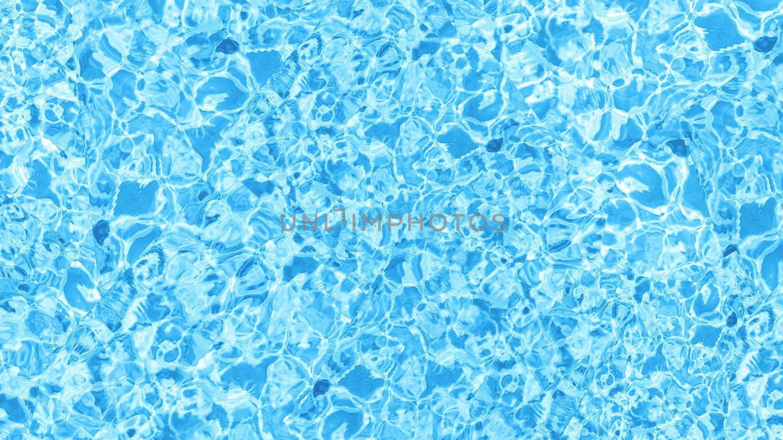 Closeup of desaturated transparent clear calm water surface texture with splashes and bubbles. Trendy abstract nature background by Benzoix