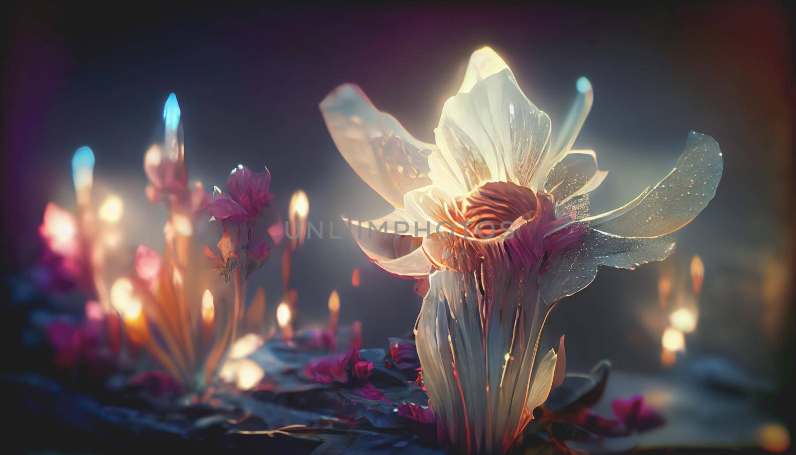 Gorgeous fantasy flower, Beauty and fresh spring collection. 3D Digital art background by FokasuArt