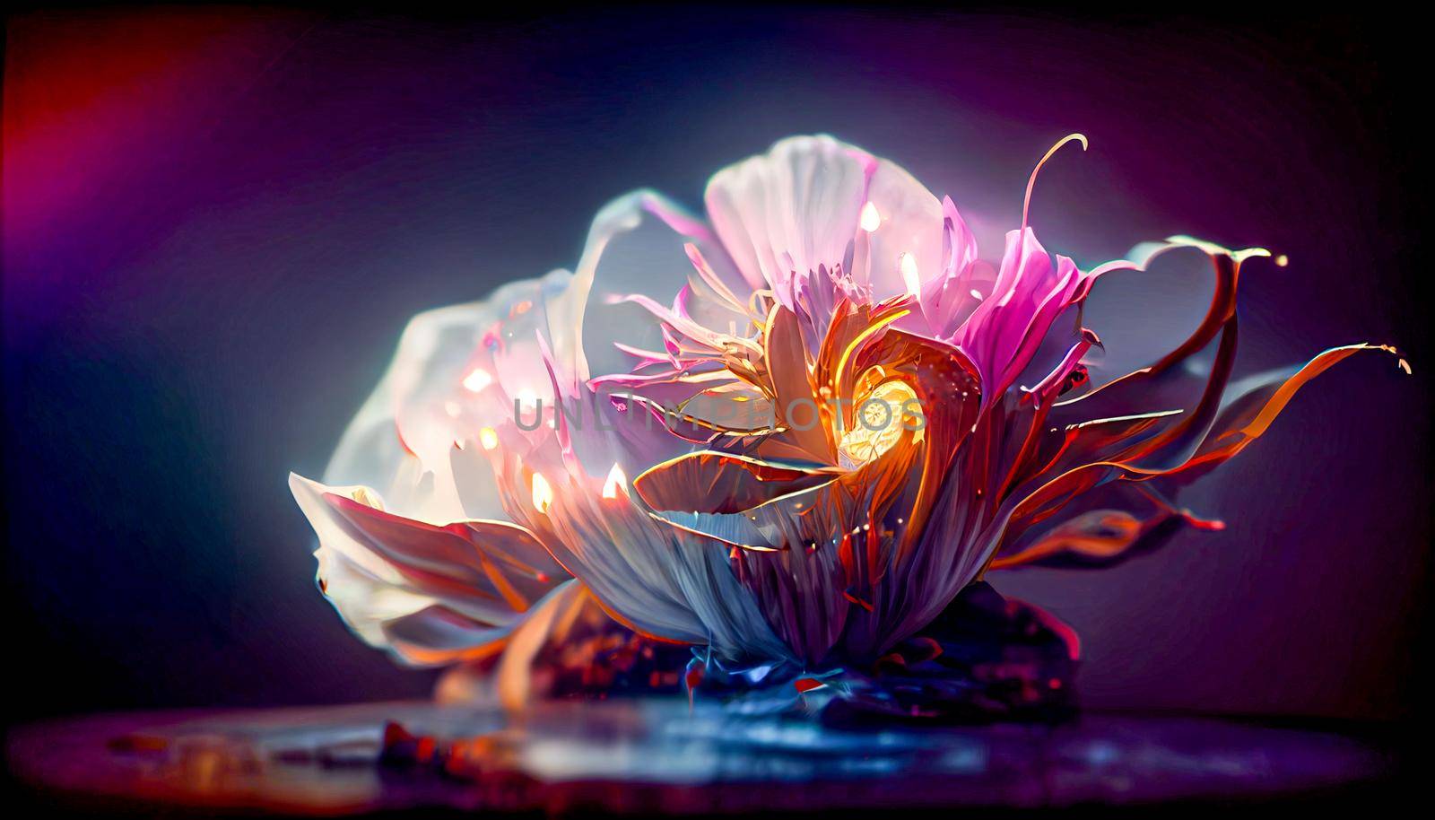 Gorgeous fantasy flower, Beauty and fresh spring collection. 3D Digital art background.