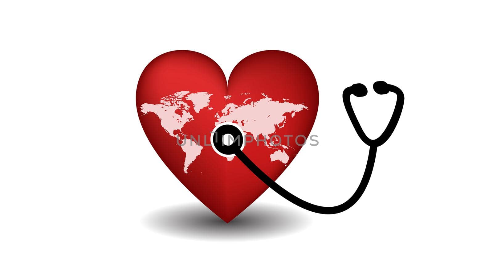 World Heart Day Heart with Stethoscope by sarayut_thaneerat