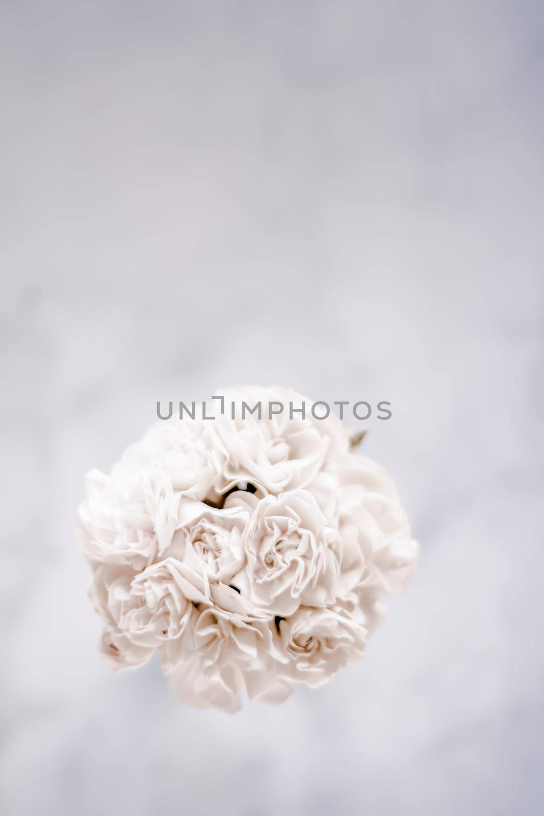 Bridal bouquet of white roses - wedding day, floral beauty, luxury event decoration concept. The happiest day of our lives