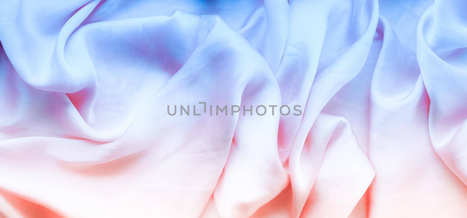 Neon soft silk waves, flatlay - elegant fabric textures, abstract backgrounds and modern pastel colours concept. Feel the sense of timeless luxury