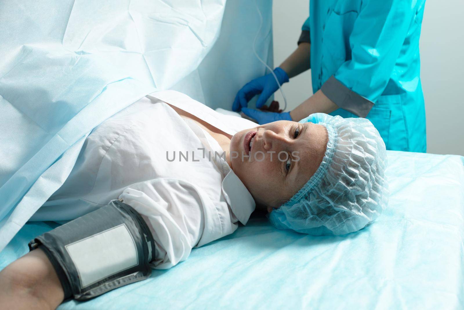 Female patient in operating room at hospital, ready to cesarean section by oksix