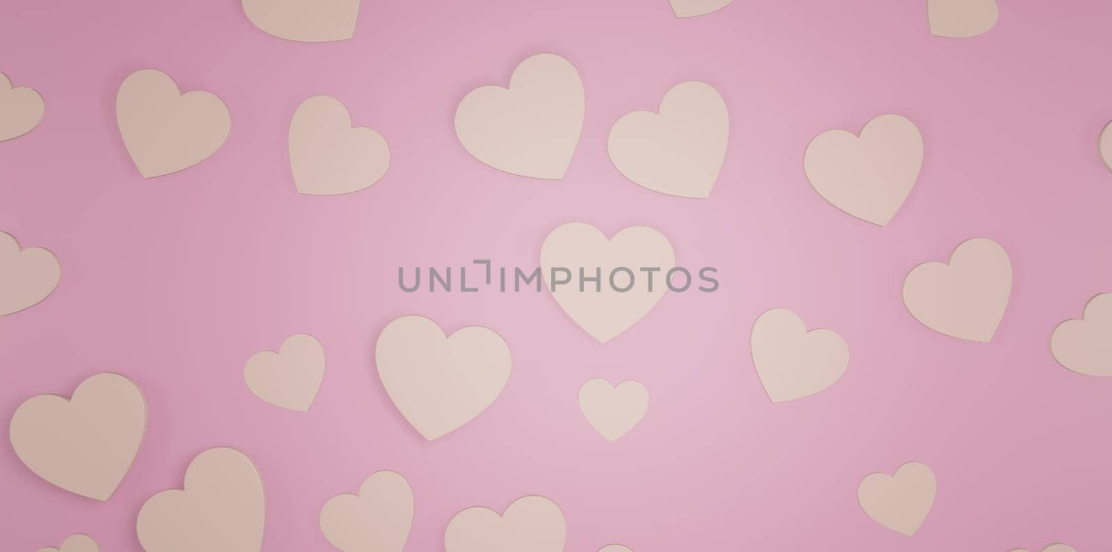 Pastel Hearts Banner Background 3D Illustration by yay_lmrb