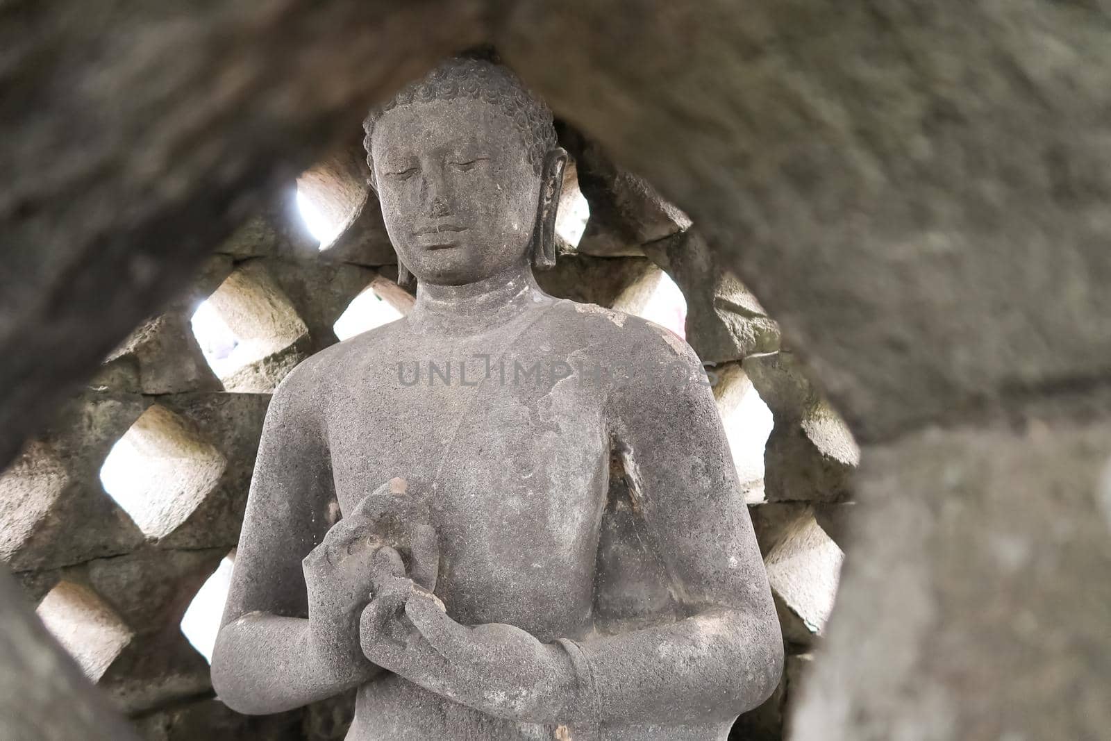 Magelang, Central Java, Indonesia, 2017, Stupa of Borobudur Stone Temple Indonesian Heritage Statue of Buddha South east asia