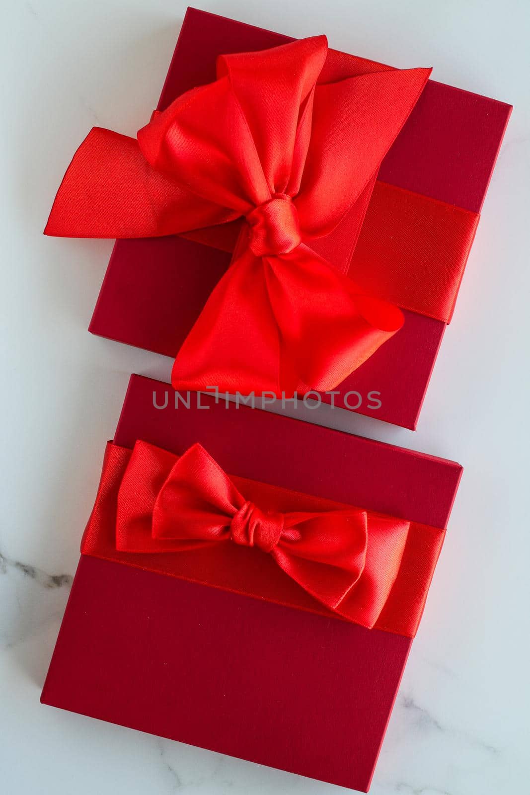 Romantic celebration, lifestyle and birthday present concept - Luxury red holiday gifts on marble