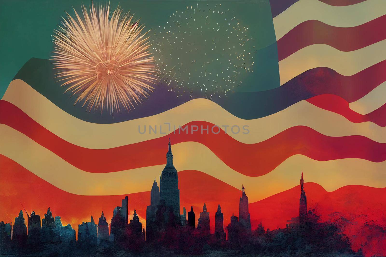 Happy Independence Day in USA Background Template 3D Illustration . High quality photo