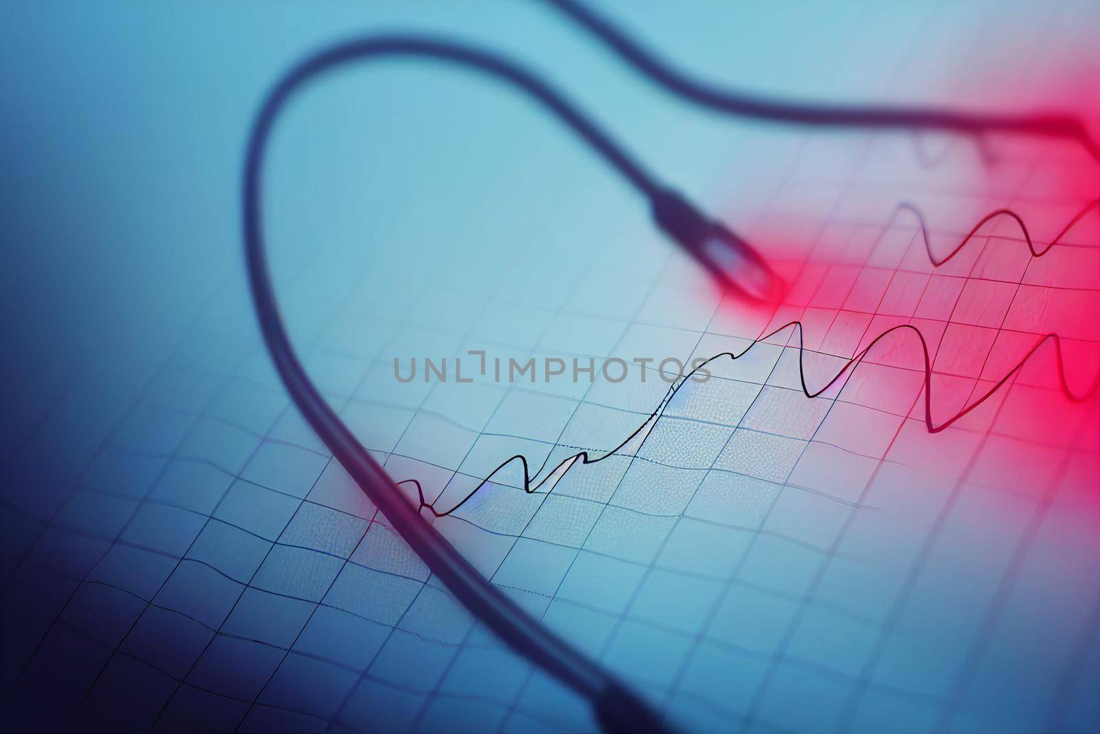 Electrocardiogram, EKG, heart rate monitor showing a specific illness in hospital room for checking heart rate hospitalized patients